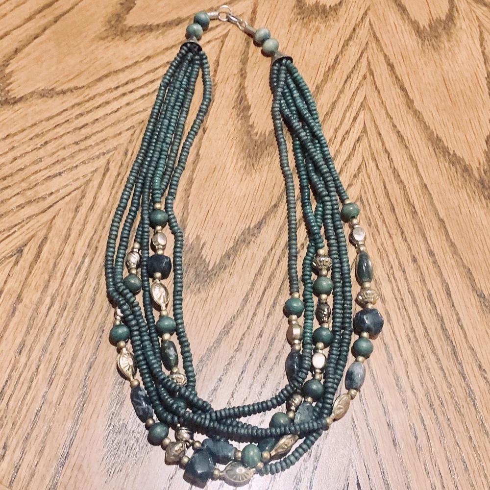 Wood Natural Stone Goddess Beaded Necklace